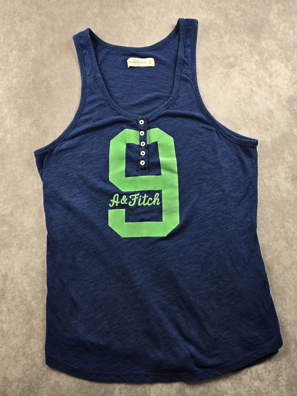 Girls' Navy Tank Top with Green '9' Graphic